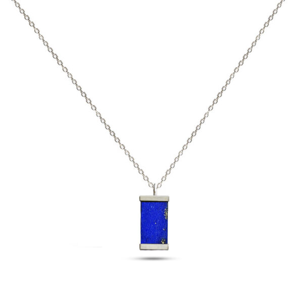 Natural stone lapis lazuli and silver pendant plus silver chain by Noqra