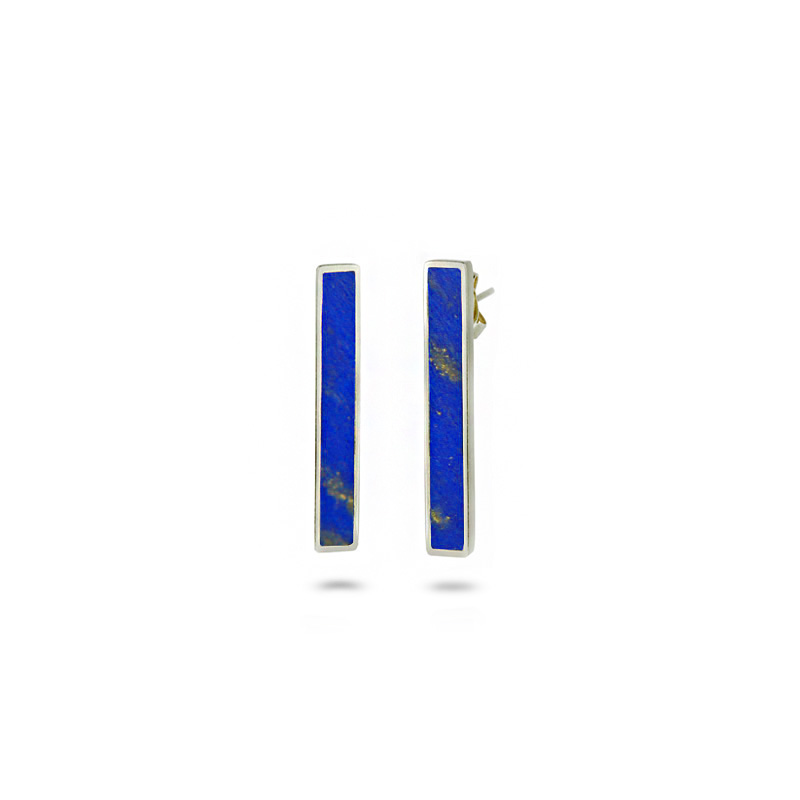 silver lapis lazuli stud earrings