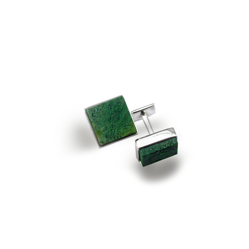 chrysocolla silver cufflinks