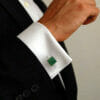 green cufflinks natural stone handmade