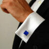 silver cufflinks handmade lapis lazuli