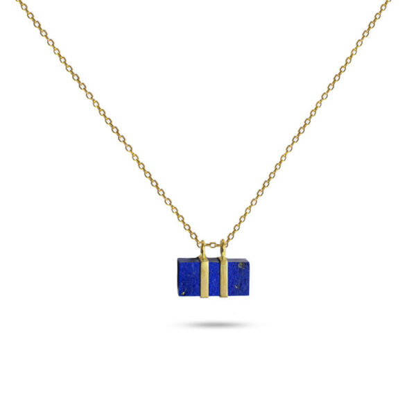 Ethically made gold plated silver lapis lazuli pendant by Noqra