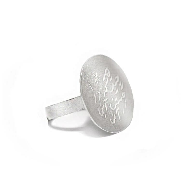 silver calligraphy handmade ring
