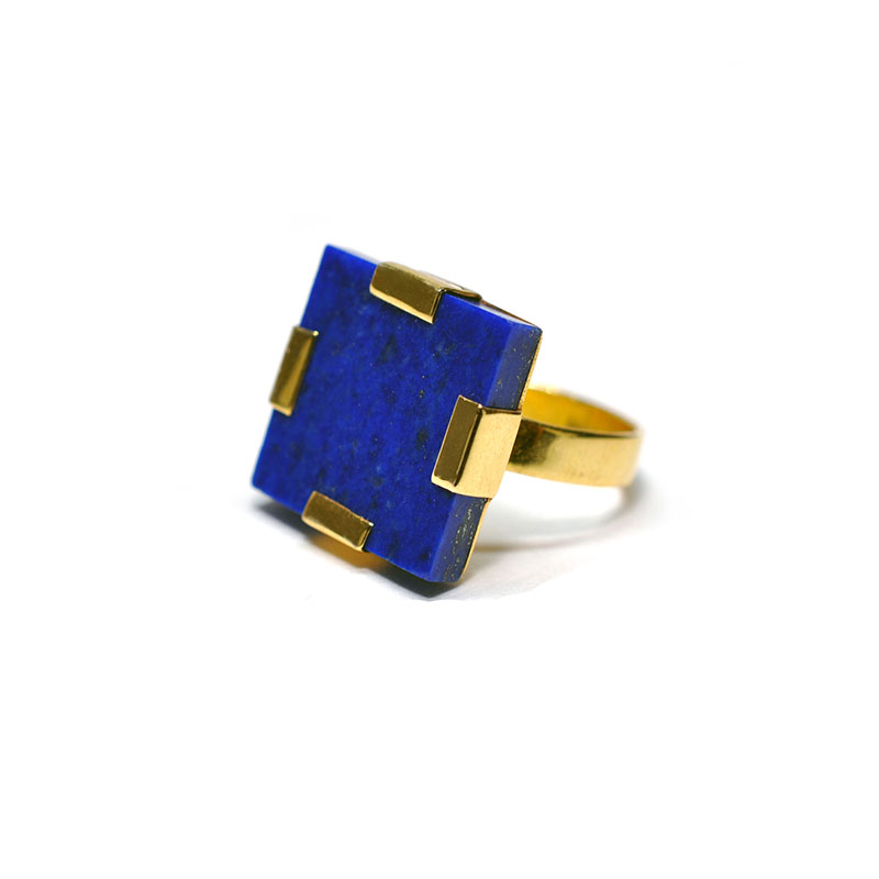 gold plated lapis lazuli ring