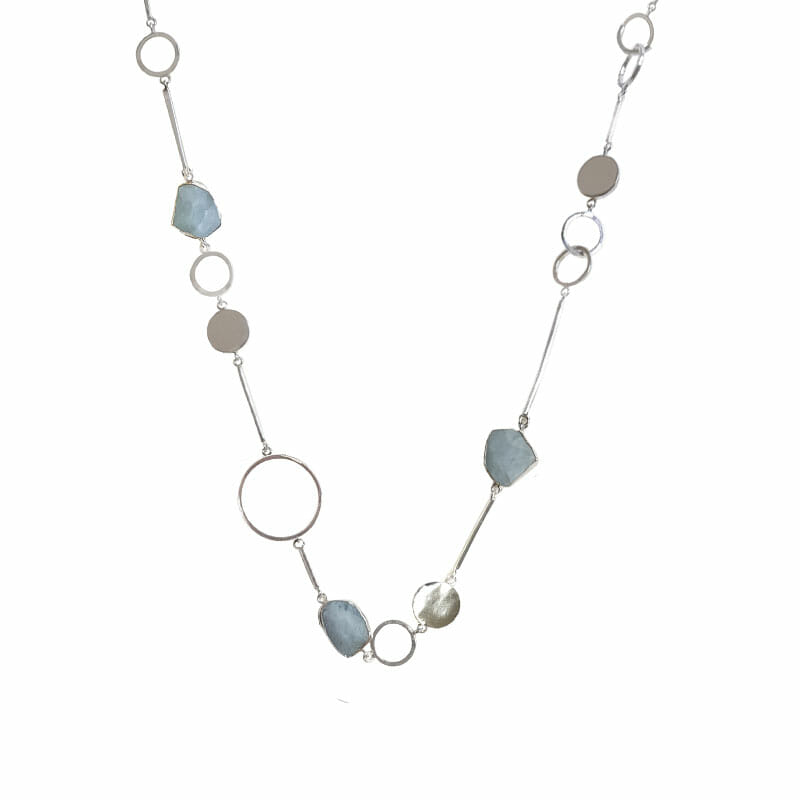 Turquoise flower pendant with 9 stone statement necklace - silver tone –  Renee Piatt Collection
