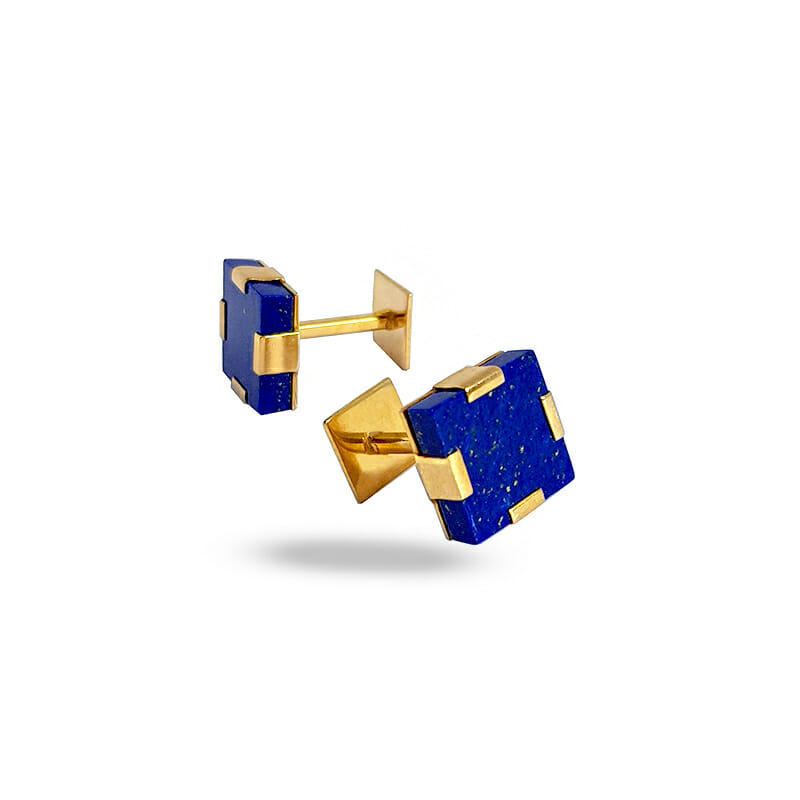 lapis lazuli gold plated silver cufflinks