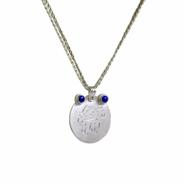 silver lapis lazuli calligraphy necklace