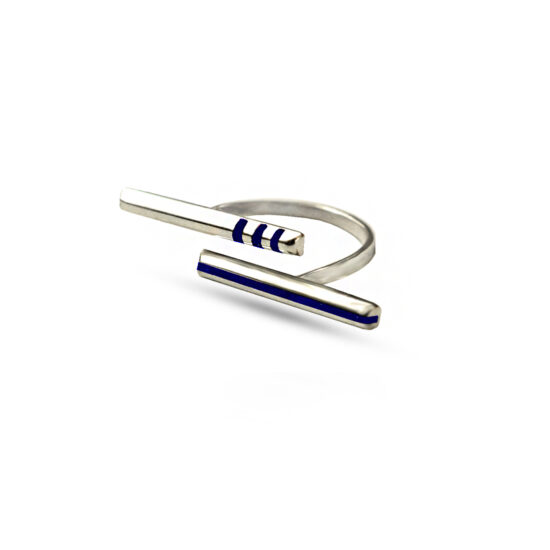 statement ring double bar lapis lazuli silver