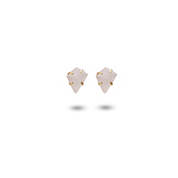 gold pink quartz stud earrings