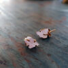 pink natural stone gold stud earrings