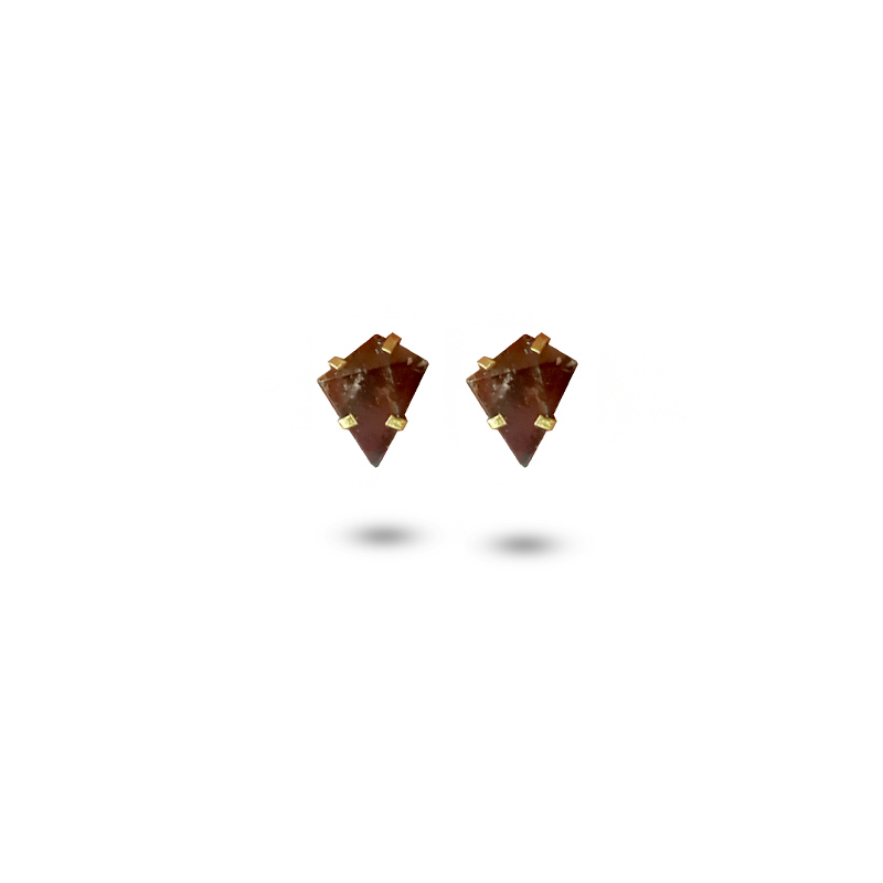 smokey quartz handmade gold stud earrings