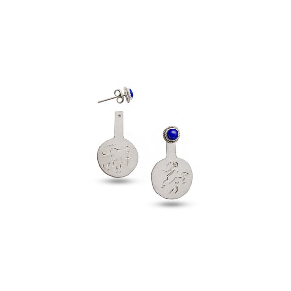 lapis lazuli handmade silver ear jackets