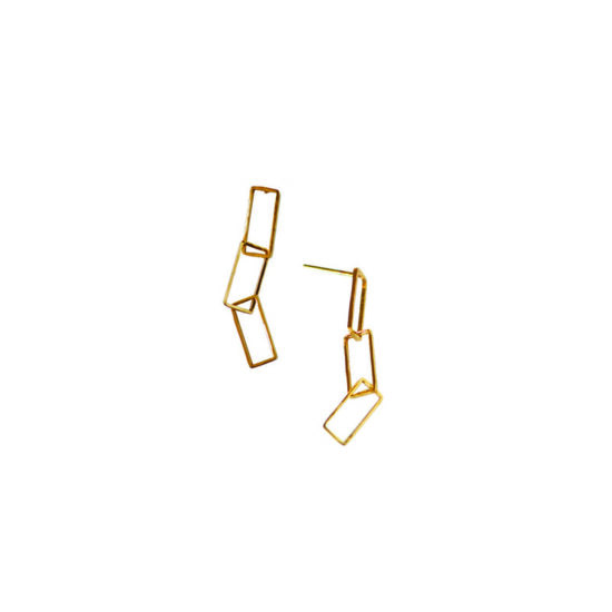 gold plated brass chain earrings handmade