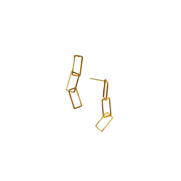 gold plated brass chain earrings handmade