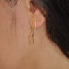 rectangle chain earrings handmade gold plated brass