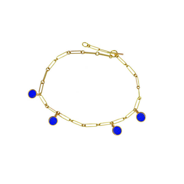 handmade chain bracelet lapis lazuli with charm