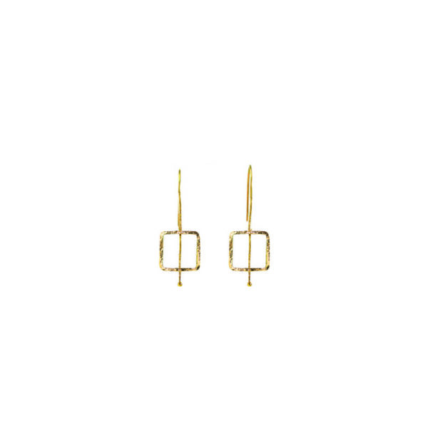 gold plated handmade silver square earrings