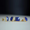 gold plated stud earrings lapis lazuli