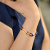 lapis lazuli handmade gold plated cuff