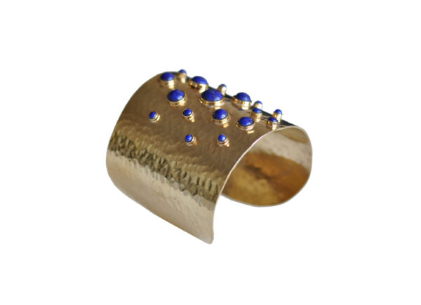 lapis lazuli handmade statement cuff gold plated brass