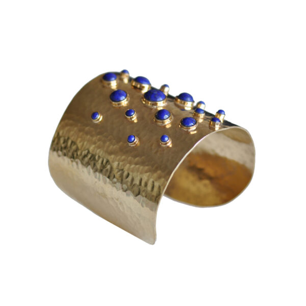 lapis lazuli handmade statement cuff gold plated brass